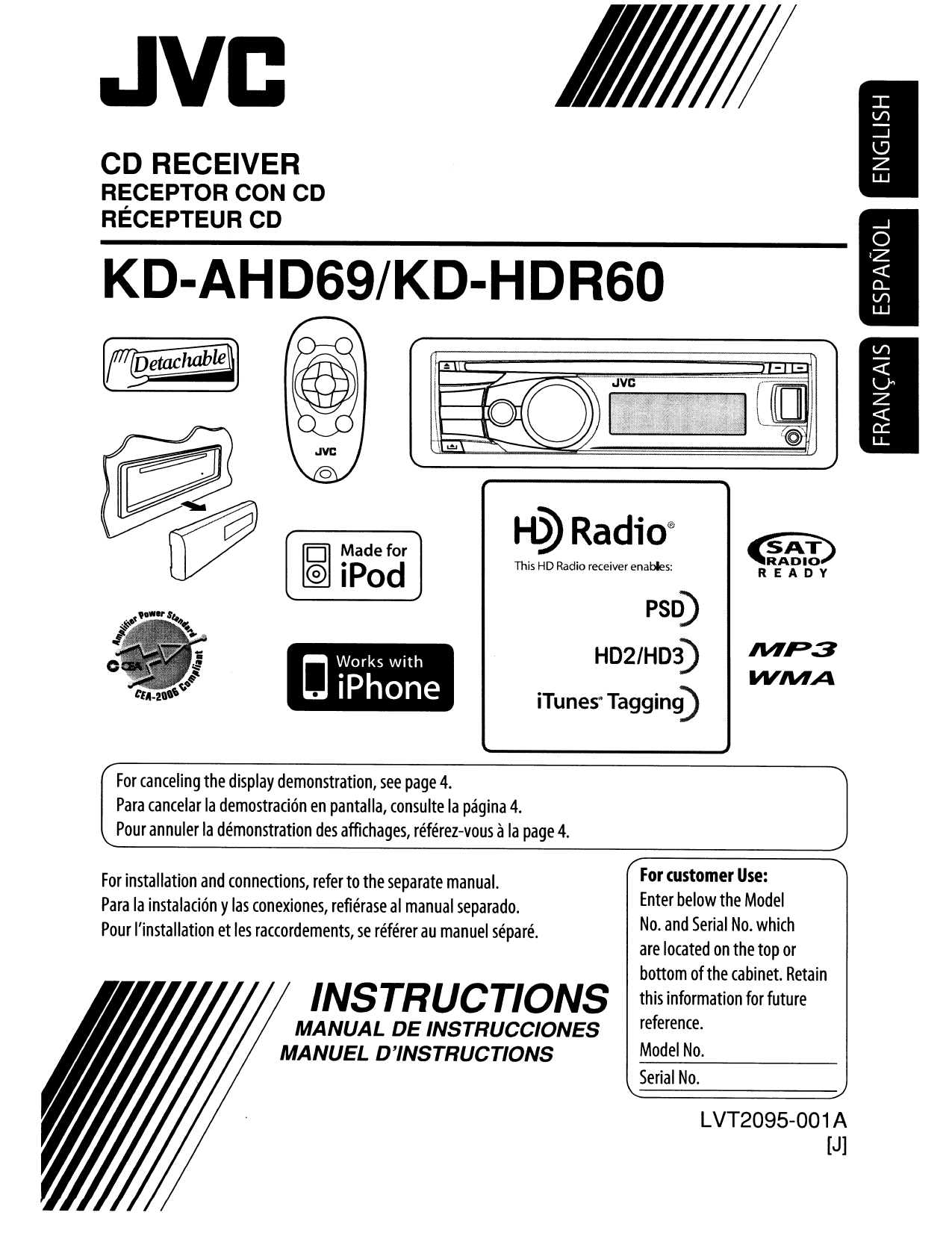 JVC KD-AHD69, KD-HDR60 Instructions Manual | Manualzz