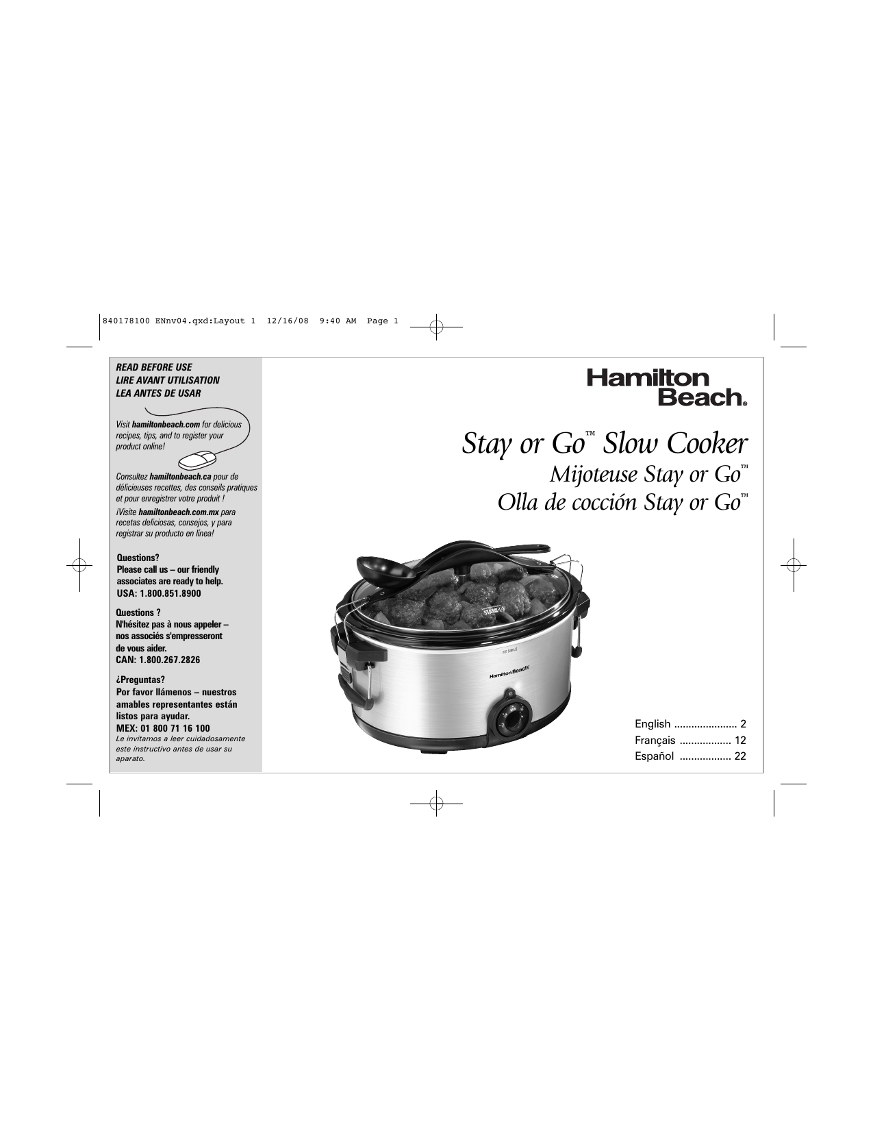 Genuine Hamilton Beach Slow Cooker Replacement Glass Lid 6-Quart Black  33165