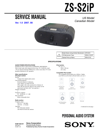 Sony ZS-S2iP, ZSS2IPW Service Manual | Manualzz