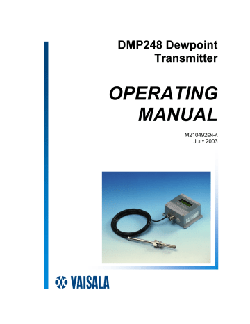 Connection to an AC supply. Vaisala DMP248 | Manualzz