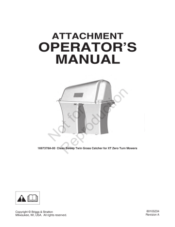 Simplicity GRASS CATCHER, TWIN, CS, XT Operator's Manual | Manualzz