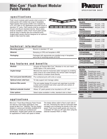 Panduit CPPA72FMWBLY Flush Mounted Specification Sheets | Manualzz