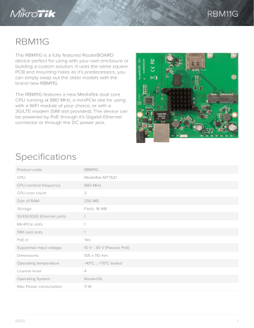 MikroTik RBM11G Datasheet | Manualzz