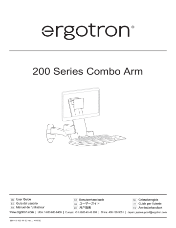 Ergotron 200 Series Combo Arm Accs – Supporto Per Monitor E Tastiera – Regolazione Altezza LCD 13 Cm
