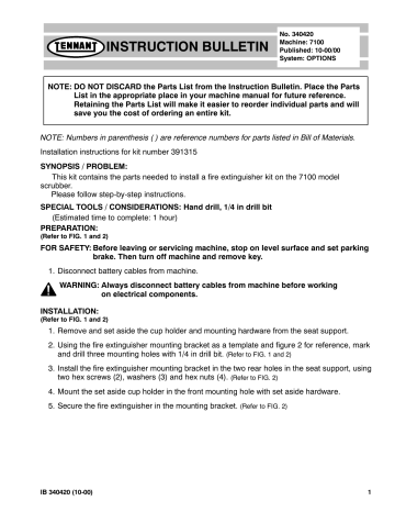 Tennant 7100,EZRider-HP Instruction Bulletin | Manualzz
