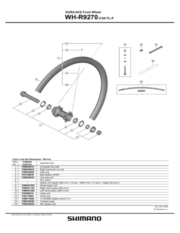 SHIMANO WH R9270 C+ TL F Valve Unit