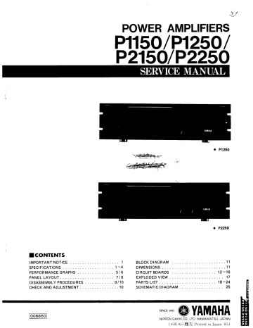 Yamaha P1150, P1250, P2150, P2250 Service Manual | Manualzz