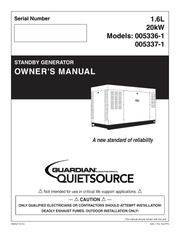 Guardian QuietSource 005336-1 Owner's Manual | Manualzz