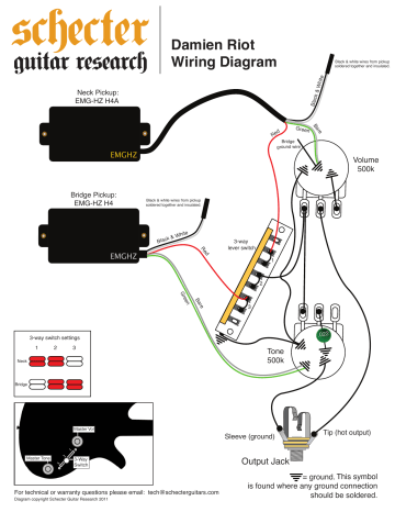 Schecter Damien Riot Wiring Diagram | Manualzz