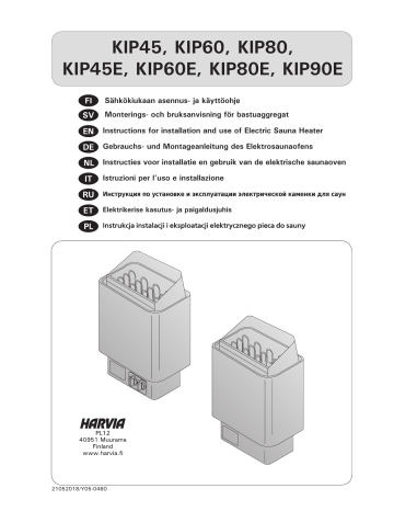 Harvia Type KIP60E Instructions For Installation And Use Manual | Manualzz