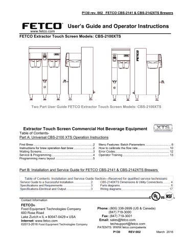 Fetco Touchscreen Double Coffee Brewer CBS-2142XTS E214251