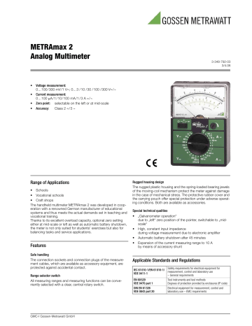 Gossen MetraWatt METRAmax 2 User Manual | Manualzz