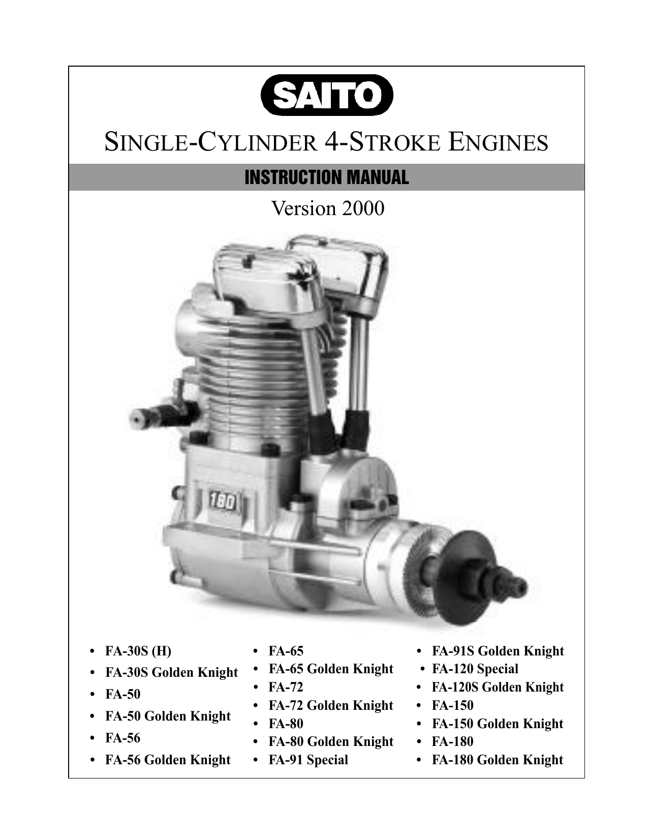 Saito FA-120S Golden Knight Instruction Manual | Manualzz