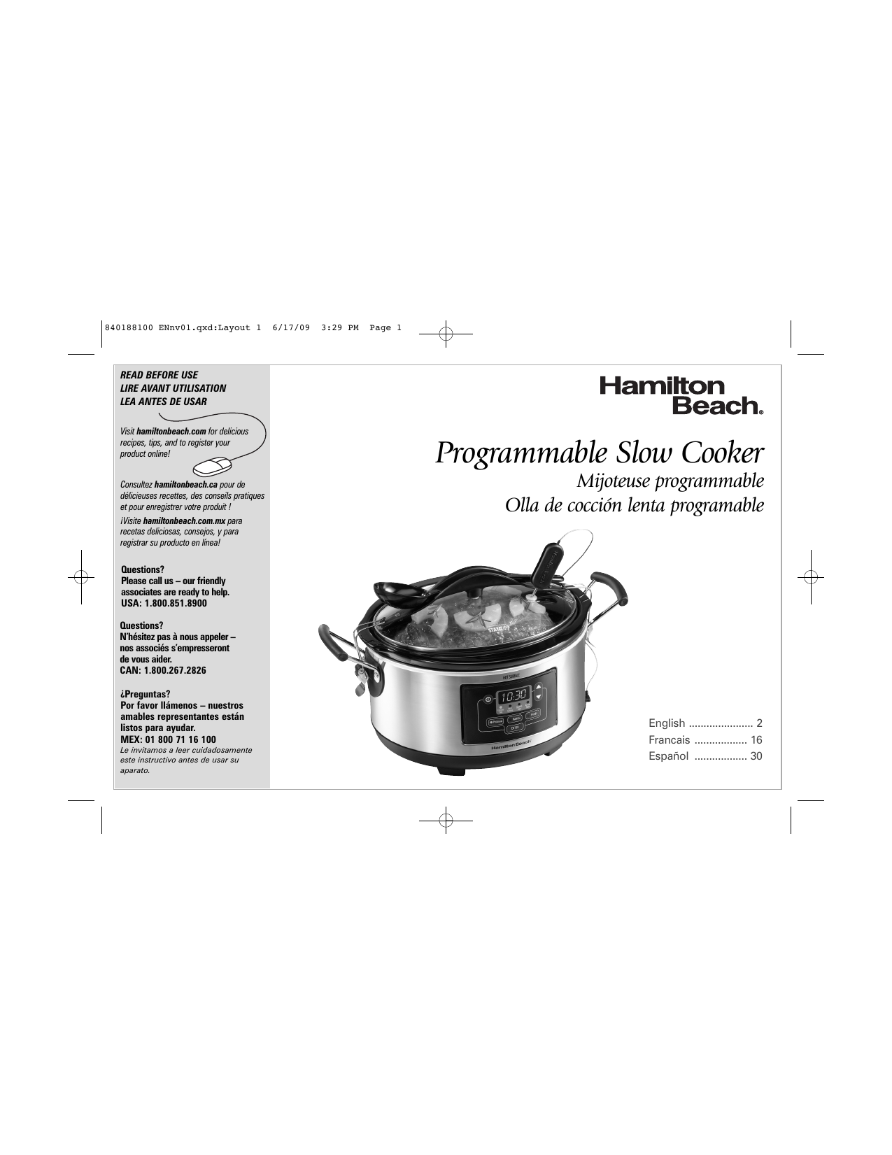 Genuine Hamilton Beach Slow Cooker Replacement Glass Lid 6-Quart Black  33165