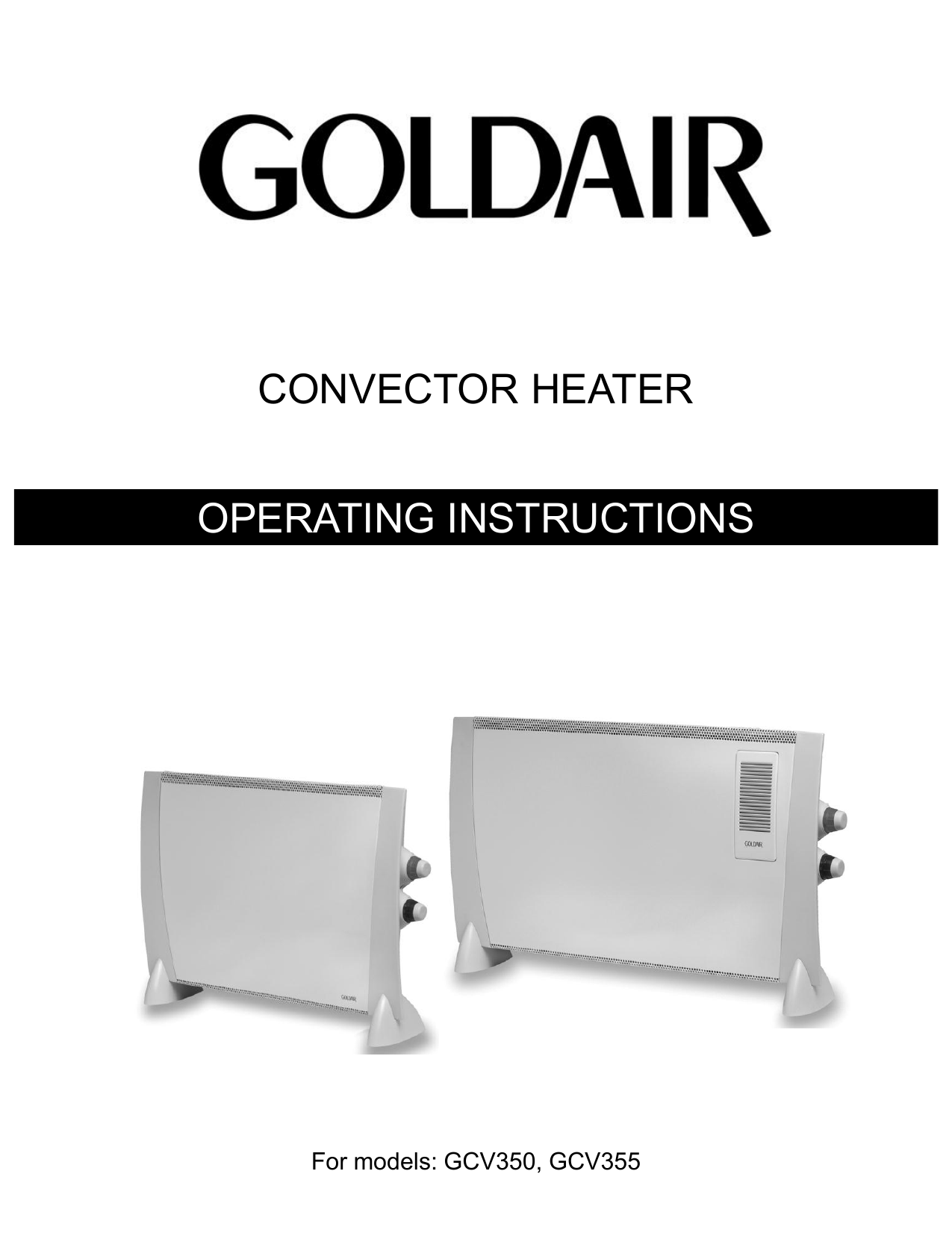 Goldair GCV350 Operating Instructions | Manualzz
