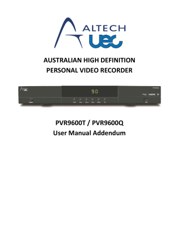 Altech PVR9600T User Manual Addendum | Manualzz