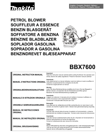 Makita BBX7600 Soffiatore Per Foglie A Zaino A Benzina Manuale Di