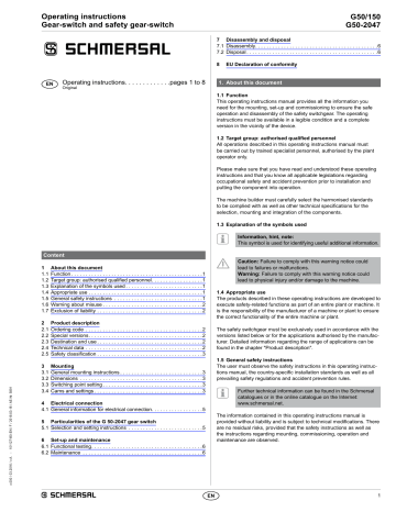 Schmersal G 50/150 Operating Instructions | Manualzz