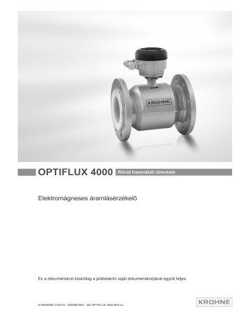 Krohne OPTIFLUX 4000 Quick Start Guide | Manualzz