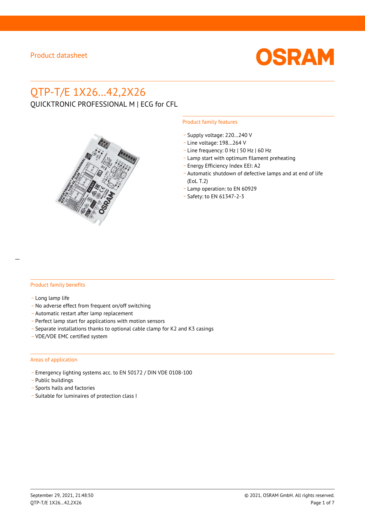 OSRAM  QUICKTRONIC QTP-M 1x26-42 