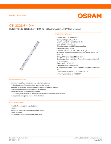 Osram Qti X Dim Data Sheet Manualzz