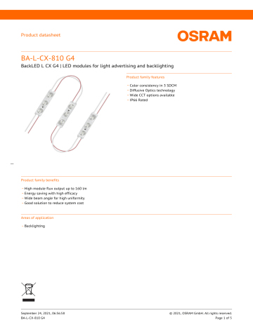 Osram BA-L-CX-810 G4 Data Sheet | Manualzz