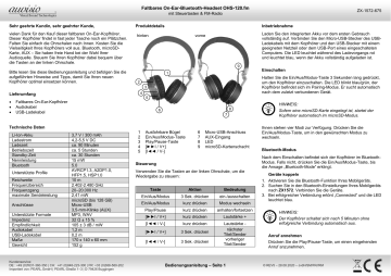 Auvisio ZX-1572-919 Faltbarer On-Ear-Kopfhörer Bedienungsanleitung | Manualzz