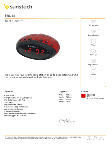 Sunstech FRD16 Radio-alarm Product sheet | Manualzz