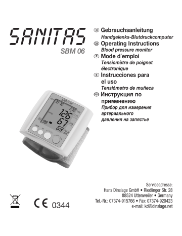 Sanitas SBM 06 Руководство пользователя | Manualzz Sanitas SBM 06 Руководство пользователя | Manualzz
