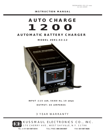 KUSSMAUL AUTO CHARGE 1200 091-53-12 Instruction Manual | Manualzz