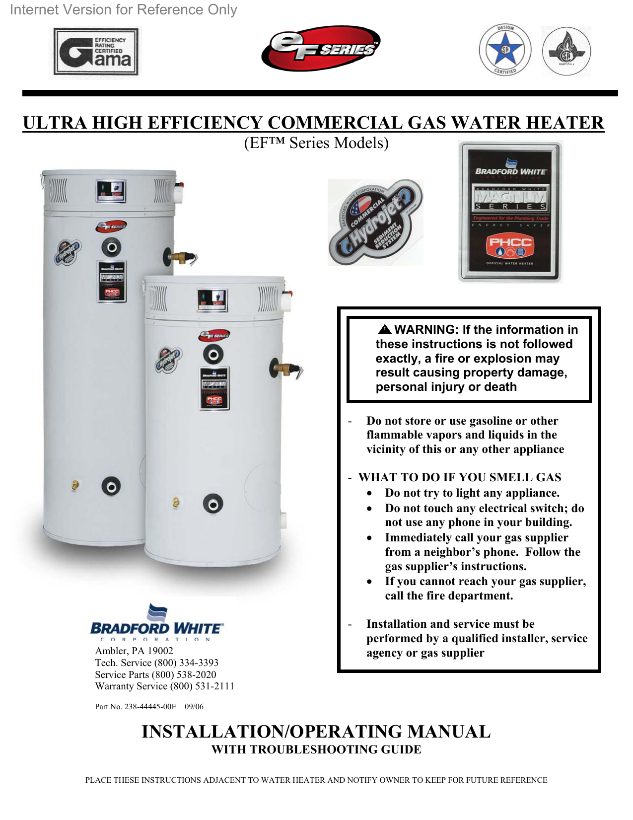 Bradford White develops new eF 120 series commercial gas water