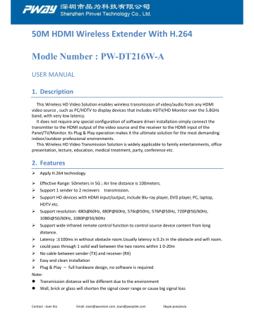 PWAY PW-DT216W-A User Manual | Manualzz