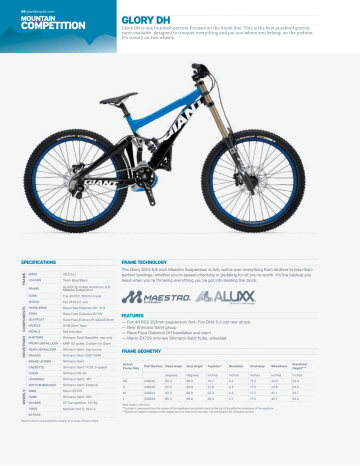Giant GLORY DH Specifications | Manualzz