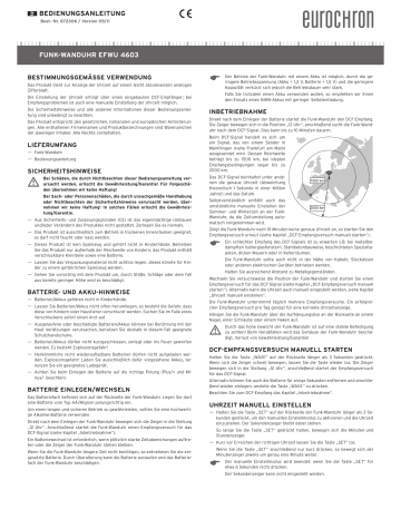 Eurochron EFWU 4603 Operating manual | Manualzz