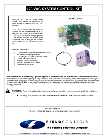 Field Controls CK-63 Manual | Manualzz