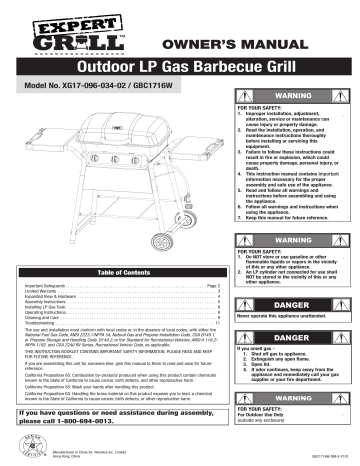 Revoace GBC1716W Bbq And Gas Grill Owner’s Manual | Manualzz