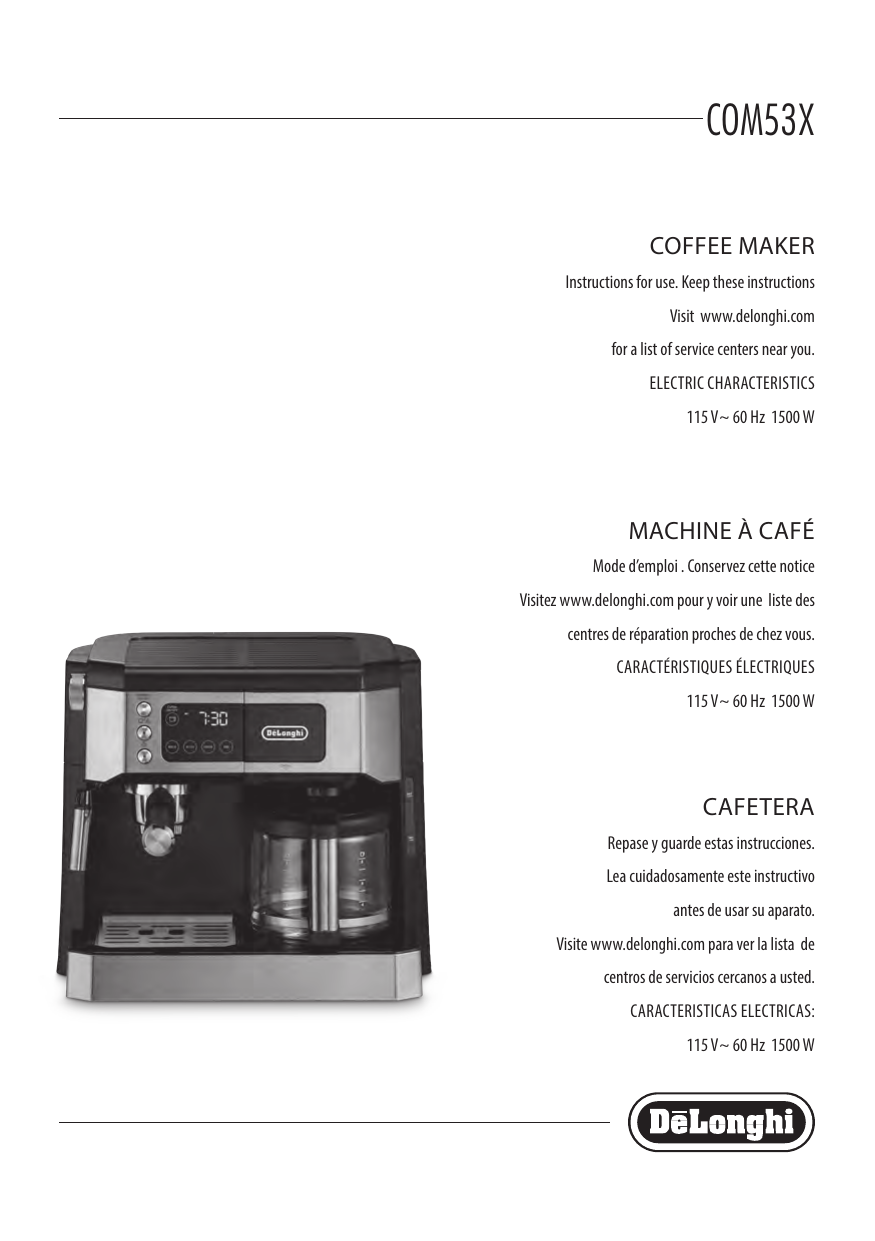 DeLonghi BCO130T Combo Espresso Maker 