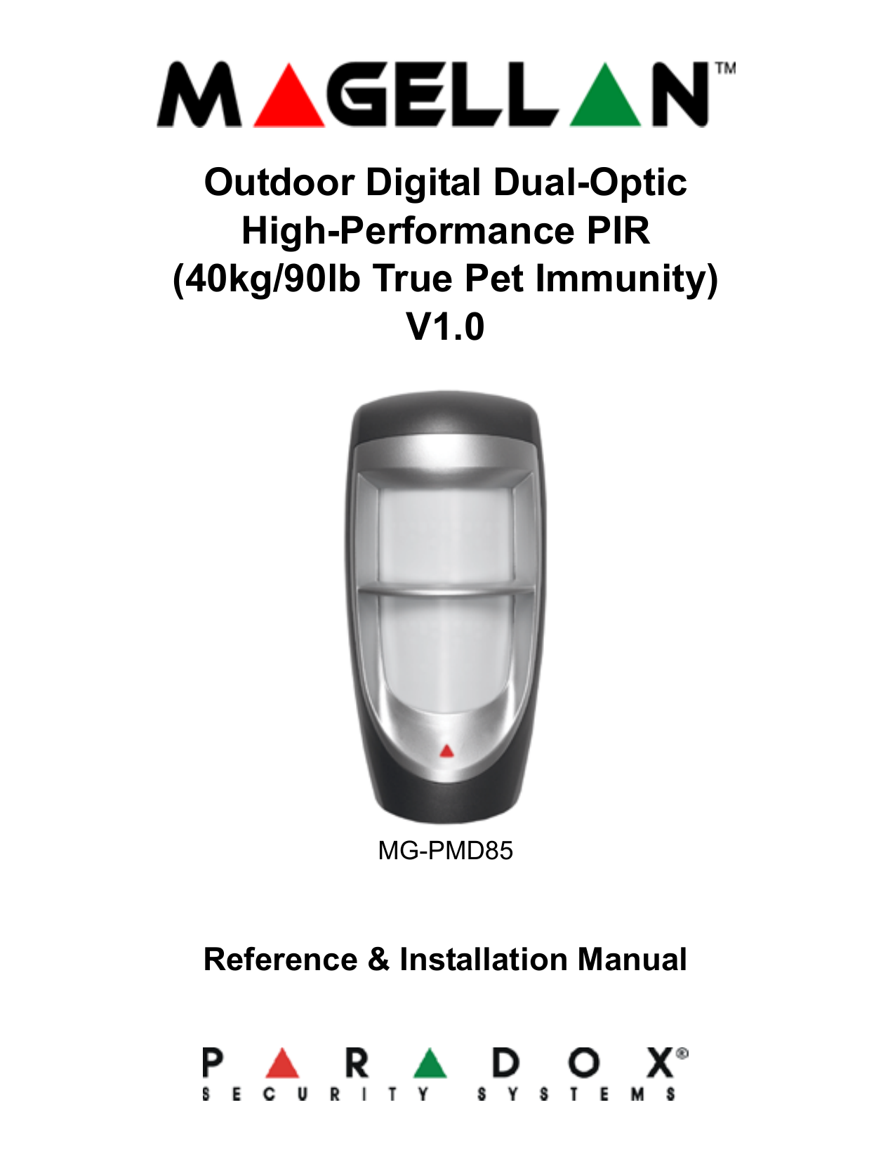 40kg/90lb Pet Immunity Paradox PMD85  Outdoor Digital Dual-Optic PIR 433 MHz 