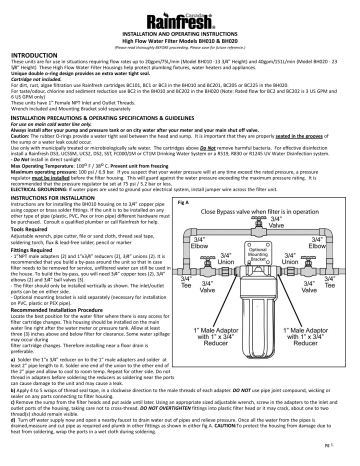 Rainfresh BH010 Installation And Operating Instructions | Manualzz