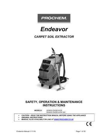 Prochem SX9500 ENDEAVOR 500 Safety, Operation & Maintenance Instructions | Manualzz