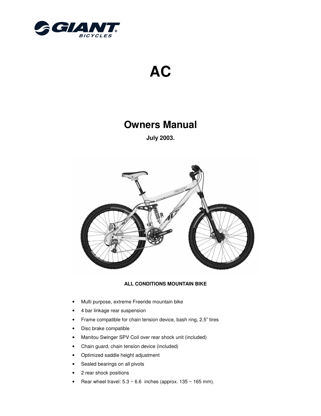 Giant AC Owner's Manual | Manualzz