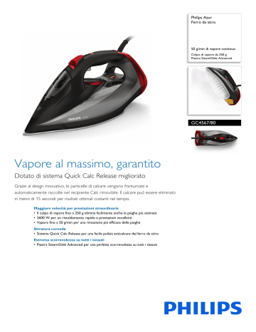 Philips GC4567/80 Azur Ferro da stiro Scheda tecnica del prodotto ...