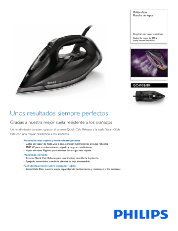 Philips GC4908/80 Azur Plancha de vapor Hoja de datos del producto ...