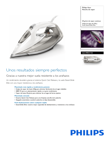 Philips GC4901/10 Azur Plancha de vapor Hoja de datos del producto ...