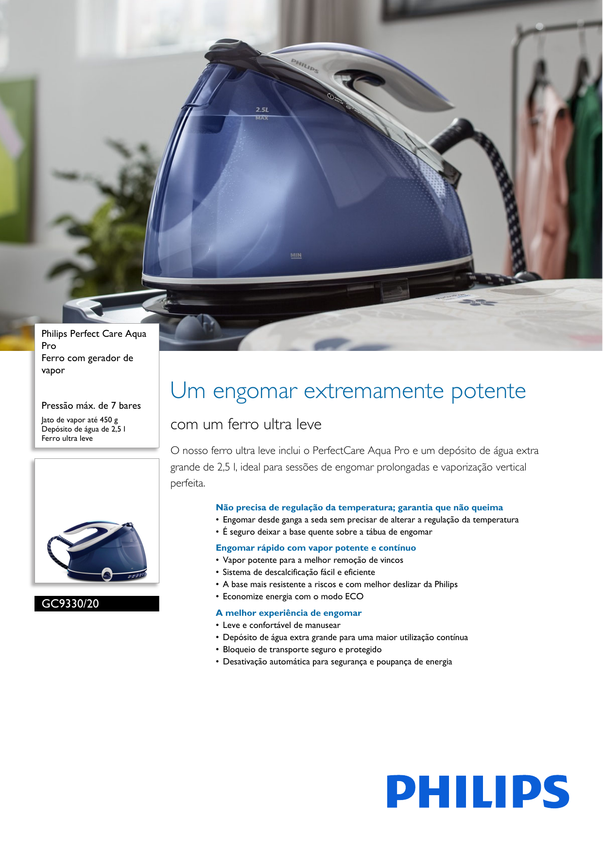 Perfect Care Aqua Pro Steam generator iron GC9330/20