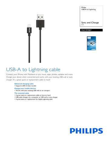 Philips DLC3106V/03 USB-A to Lightning Product datasheet | Manualzz