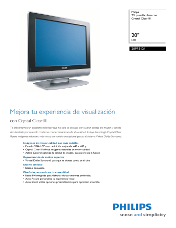 Philips 20PF5121/77 Televisores Flat TV Manual de usuario | Manualzz