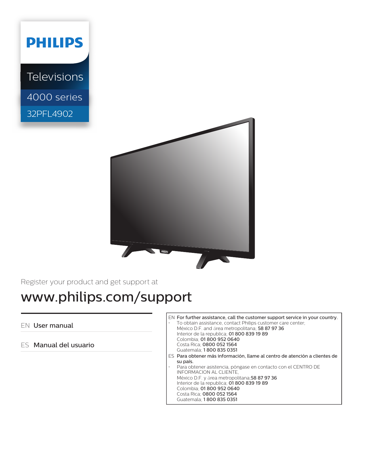 Philips 32PFL4902/F8 Televisor LED-LCD serie 4000 Manual de usuario |  Manualzz