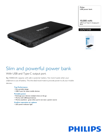 Philips DLP6715NB/69 USB power bank Product datasheet | Manualzz