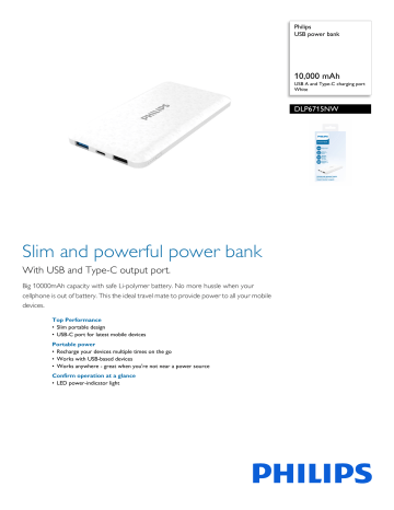 Philips DLP6715NW/69 USB power bank Product datasheet | Manualzz